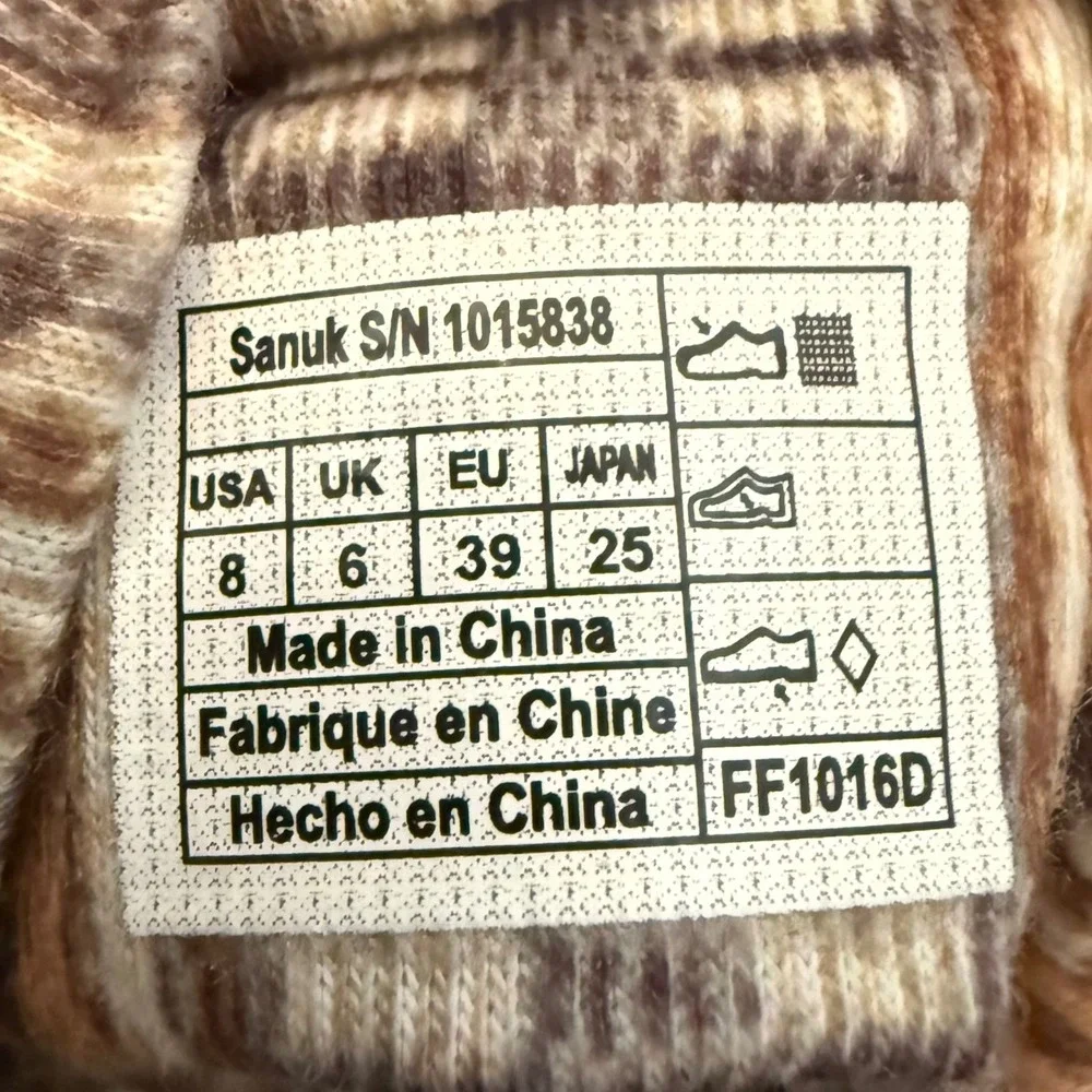 Sanuk Yoga Sling 2 Sandals Womens ‎ Size 8 Brown Geometric Knit Yoga Mat Footbed